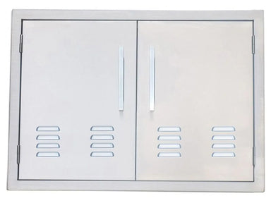 Sunstone BA-VDD30 30-inch vented double access door in 304 stainless steel with two bar handles and lower louvered vents.