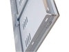 Close-up of Sunstone BA-VDD36 vented 304 stainless access door showing hinge side, mounting flange, and vent cutouts.