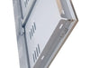Close-up of Sunstone BA-VDD42 vented 304 stainless access door showing hinge, mounting flange, and vented panel cutouts.