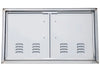 Back view of Sunstone BA-VDD42 42" vented double access door showing 304 stainless construction, vent openings, and mounting frame.