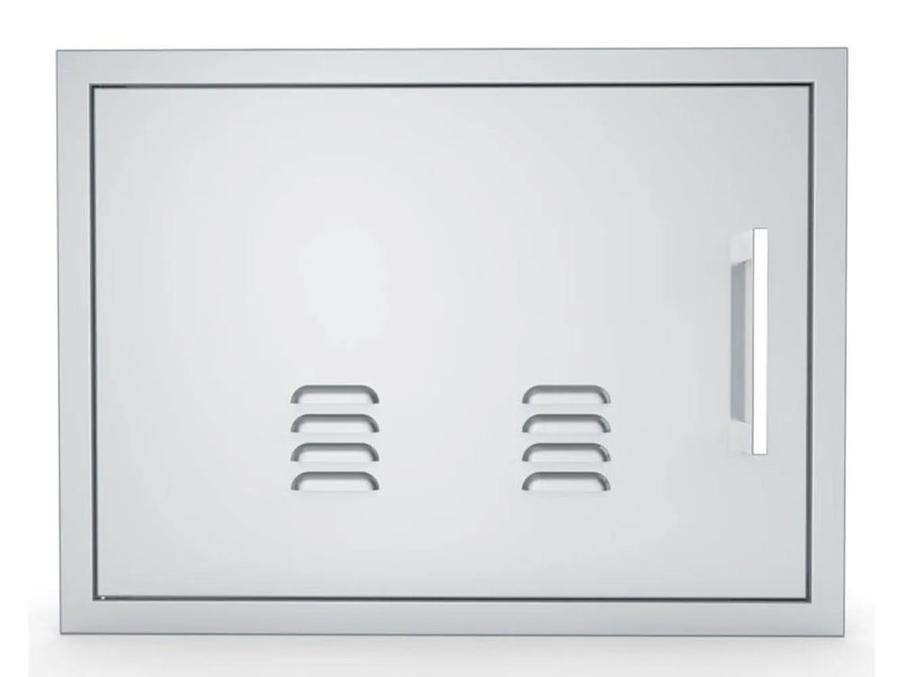 Sunstone BA-VDHL1420 14x20 beveled left-hinge vented access door, 304 stainless steel, front view with right-side handle.