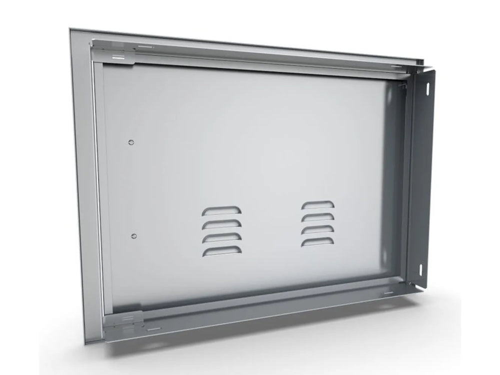 Rear/installation view of Sunstone BA-VDHL1724 vented access door showing mounting frame depth and vented inner panel.