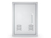 Sunstone BA-VDVL1420 left vertical vented access door, 304 stainless steel, front view with right-side handle and vent slots.