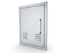 Sunstone BA-VDVL1420 vented door open, showing stainless mounting frame and inner vented panel for outdoor kitchen access.