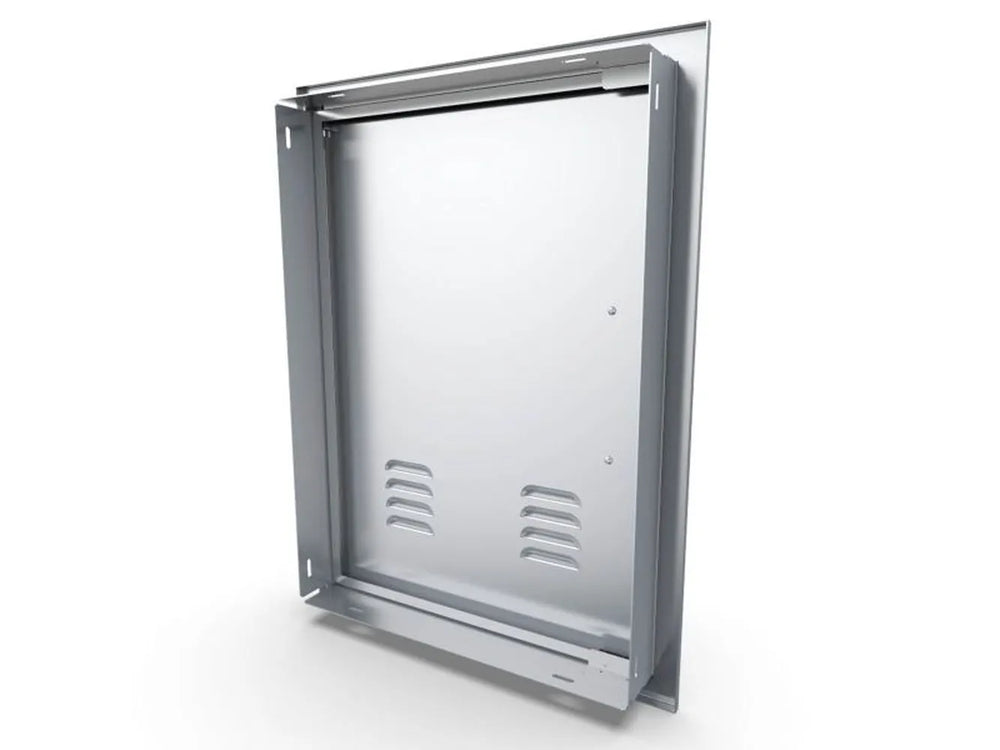 Rear/installation view of Sunstone BA-VDVR1724 right vertical vented door showing mounting frame depth and vented inner panel.