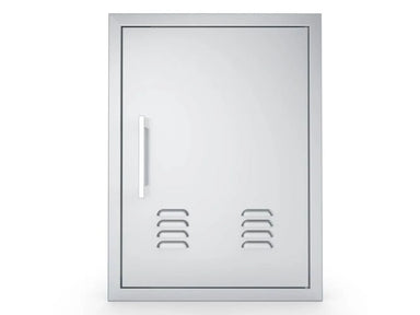 Sunstone BA-VDVR1724 right vertical vented access door, 17" x 24", 304 stainless steel, front view with right-side handle and lower vent slots.