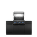 Open-lid view of the Broil King Baron 420i Pro Shadow Island gas grill, showcasing the heavy-duty cooking grates and premium infrared side burner.