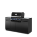 Right-side perspective of the Broil King Baron 420i Pro Shadow Island gas grill, showing the modern aesthetic and compact footprint of the luxury outdoor cooking station.