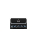 Front view of the Broil King Baron 520 Shadow built-in gas grill featuring a sleek black finish and five blue LED-backlit control knobs.