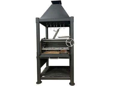Tagwood BBQ BBQ02SIB Santa Maria Gaucho Grill 1700 sq in charcoal grill with adjustable height grate and chimney hood