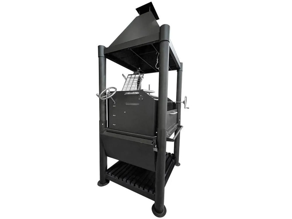 Tagwood BBQ BBQ02SIB Santa Maria wood fire grill with heavy-duty steel frame and adjustable grate