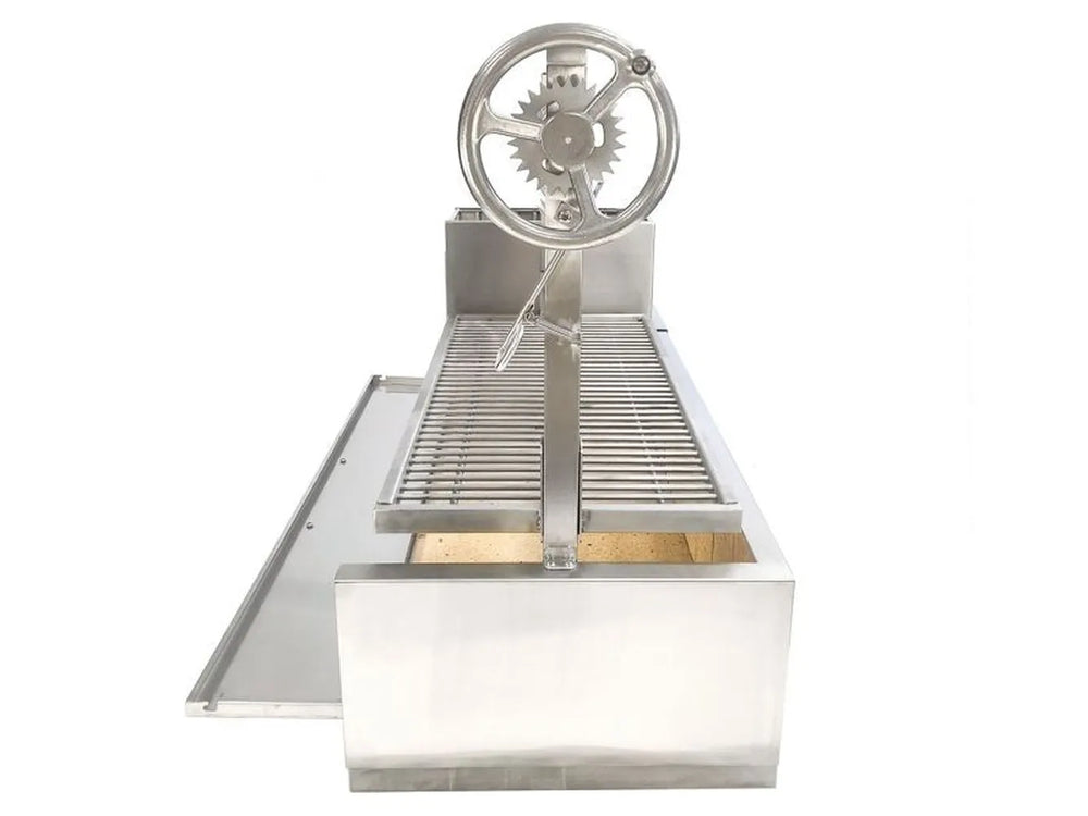 Tagwood BBQ05SS built-in Santa Maria grill crank wheel and adjustable grate system front view