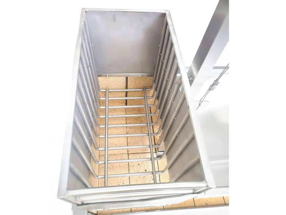 Tagwood BBQ05SS built-in Santa Maria grill side firebox interior charcoal basket detail