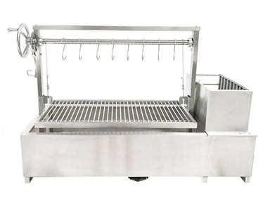 Tagwood BBQ05SS built-in Santa Maria grill with adjustable crank system and side firebox front view