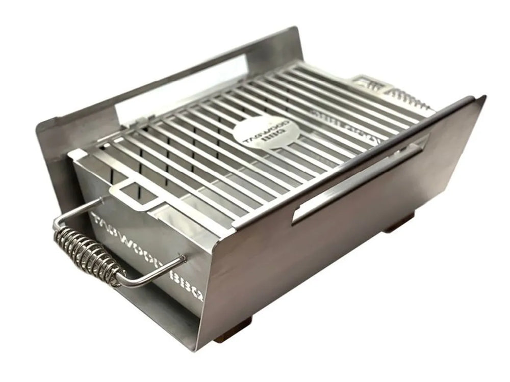Tagwood BBQ07SS tabletop brazier food warmer 304 stainless steel portable tabletop charcoal grill angled view