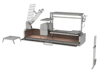Tagwood BBQ08SS built-in Argentine open fire grill with adjustable Santa Maria grate and Argentine clamp system 304 stainless steel studio view