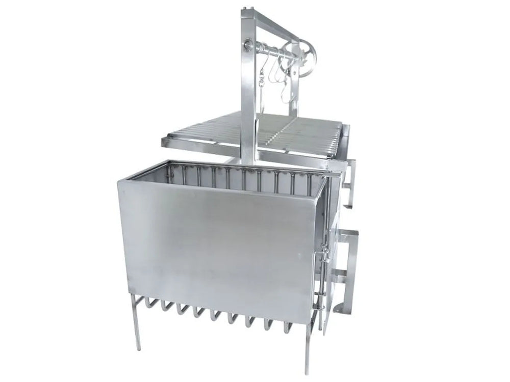 Tagwood BBQ09SS Santa Maria insert grill rear angle showing charcoal basket and adjustable grate