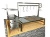 Tagwood BBQ09SS Santa Maria insert grill angled view showing crank wheel and hanging meat hooks