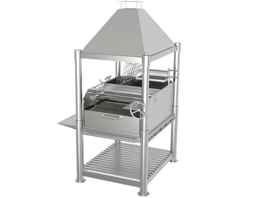 Tagwood BBQ BBQ12SS 6-Zone 304 stainless steel Santa Maria grill front angled view