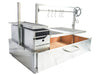 Tagwood BBQ25SS XL built-in Santa Maria grill angled side view with side brasero charcoal starter