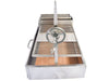 Tagwood BBQ25SS XL built-in Santa Maria grill top down view showing adjustable grate system and crank wheel