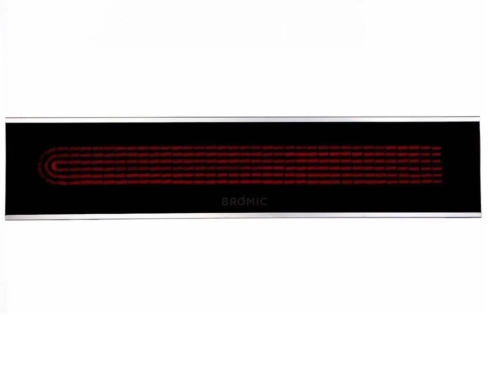 Close-up shot of the white Bromic Platinum Marine 3400W Electric Infrared Heater installed on a sleek ceiling.