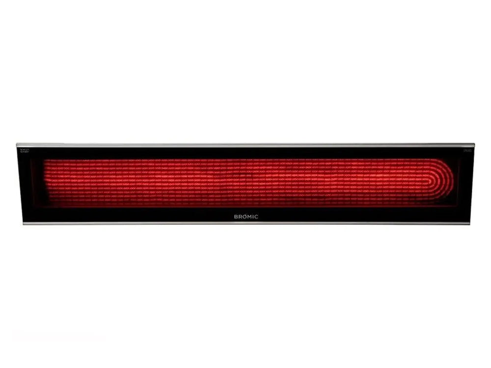 A front view of the white Bromic Platinum Marine 2300W Electric Infrared Heater, showcasing its sleek, corrosion-resistant stainless steel body.