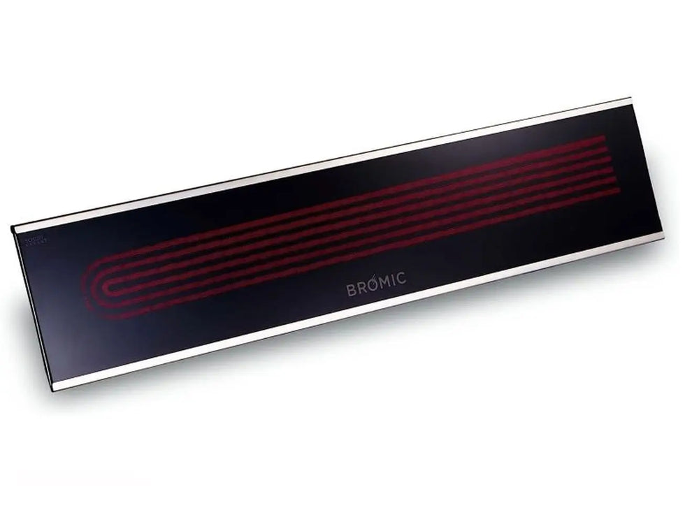 A detailed shot of the polished white finish on the side of the Bromic Platinum Marine 2300W Electric Infrared Heater.