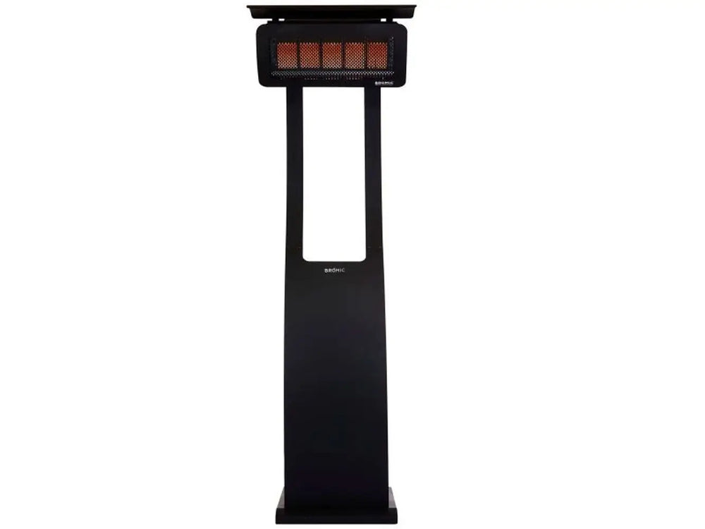 Bromic Tungsten 500 portable gas patio heater warming an outdoor restaurant seating area at night.