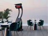 Close-up of Bromic Tungsten 500 gas infrared heater head and ceramic burner element with radiant red glow.