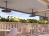 Bromic Eclipse 2900W black ceiling-mounted electric patio heater with dimmable LED light for outdoor comfort.