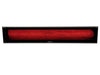 An overhead view of the Bromic Platinum 4500W Electric Heater, highlighting the bright red electric heating elements beneath the glass-ceramic screen.