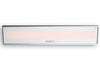 A direct view of the Bromic Platinum 4500W Dual Element Electric Heater with a white face and glowing red electric heating element.