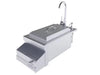 Sunstone B-RBC14 cocktail center bar sink with insulated ice chest lid, faucet and soap dispenser, stainless steel outdoor bar station.