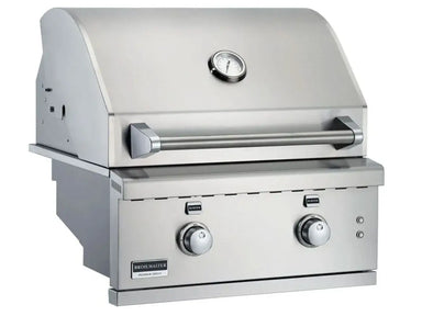 Broilmaster 26 inch built-in gas grill head stainless steel with lid thermometer.