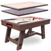 Freetime Fun Baddah Bing 54" Bumper Pool table in espresso, with the soft and hard multi-game conversion tops shown floating above the playing surface.