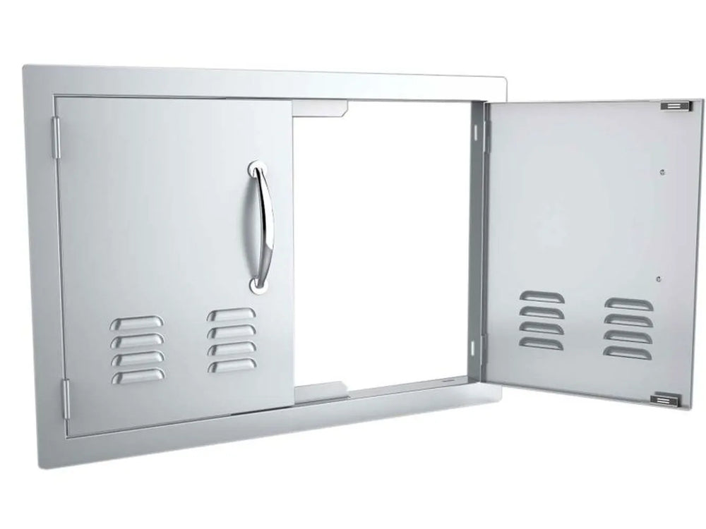 Sunstone C-DD30 partially open – shows the access opening, hinge side, and vented panel on the open door.