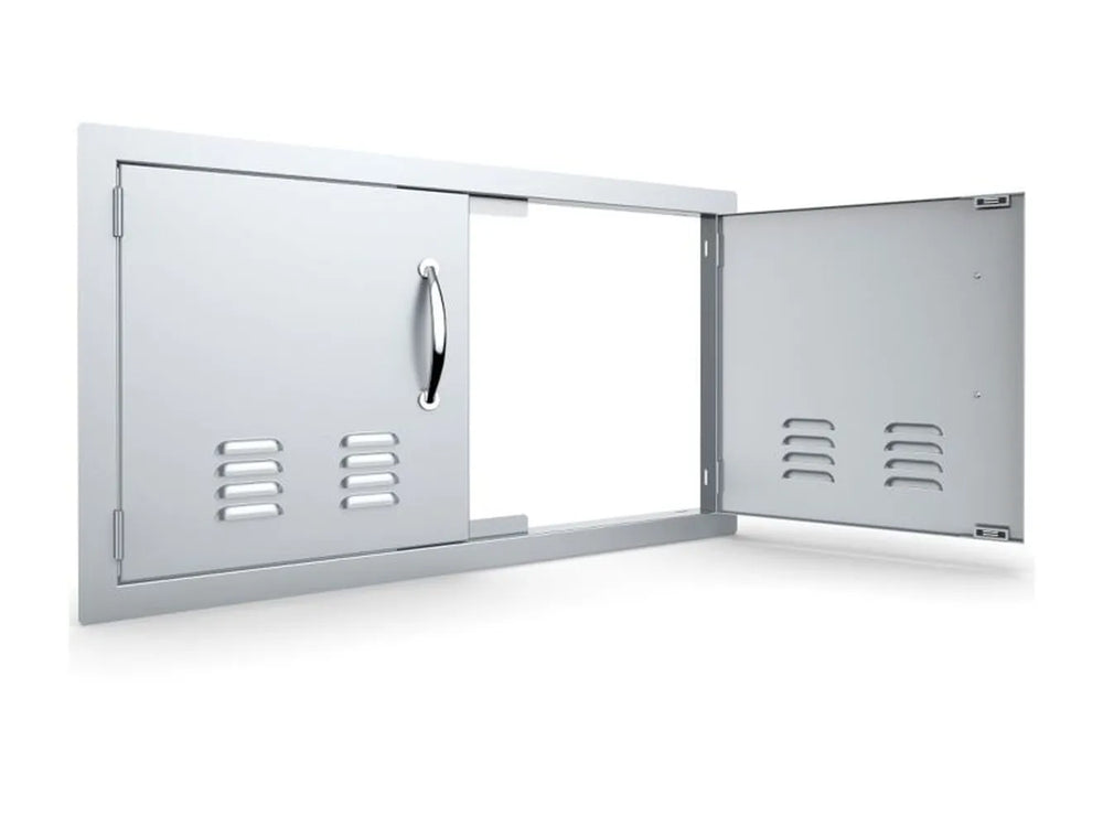 Sunstone C-DD36 with right door open – shows the access opening, hinge side, and vented panel on the open door.