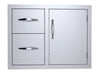 Sunstone C-DDC30 30-inch double drawer and door combo, 304 stainless steel outdoor kitchen access unit, front view.