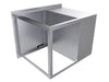 Back/side view of Sunstone C-DDC30 30-inch stainless drawer and door combo cabinet frame with open top cutout.
