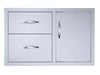 Sunstone C-DDC36 36-inch double drawer and door combo, 304 stainless steel outdoor kitchen access unit, front view.