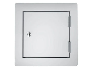 Sunstone C-SD12 12" flush utility access door in 304 stainless steel, square outdoor kitchen/service access panel with latch.