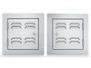 Sunstone 12" vented utility doors comparison image showing left-swing vs right-swing door orientation (C-VSDL12 vs C-VSDR12) in 304 stainless.