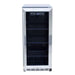 Summerset RFR-15G 15" Outdoor Refrigerator, open glass door showing interior wire shelving.