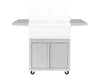 Summerset Quest 30-inch Deluxe Grill Cart, front view with stainless steel grill inserted, folding side shelves extended, and double cabinet doors.