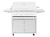 Summerset Sizzler 32-inch Grill Cart, front view of 443 stainless steel cabinet with double storage doors and folding side shelves.
