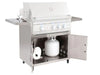 Summerset TRL 32" Gas Grill Cart cabinet opened, showing two pull-out drawers and paper towel holder accessory.