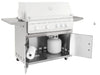 Summerset TRL 40" Gas Grill Cart cabinet opened, showing propane gas tank storage, paper towel holder, and vented interior.