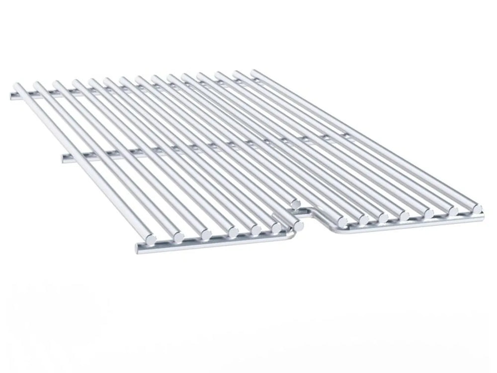 Stainless steel cooking grate shown separately, compatible with Sunstone charcoal tray and grill insert system.