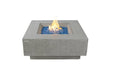 60,000 BTU Victoria space gray fire table with linear flame on white background.